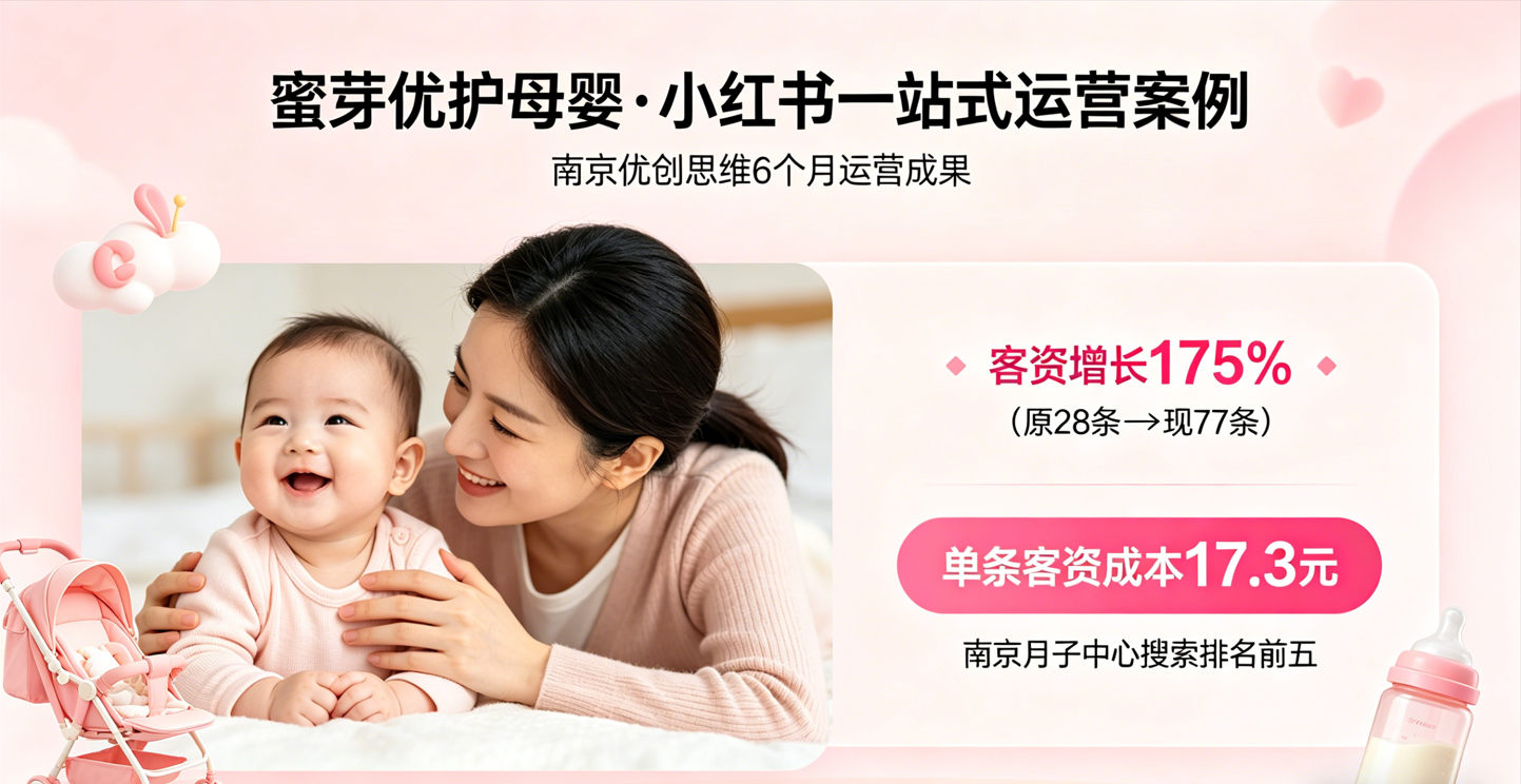 蜜芽优护母婴小红书运营案例：6个月客资提升176%，南京月子中心排名前五