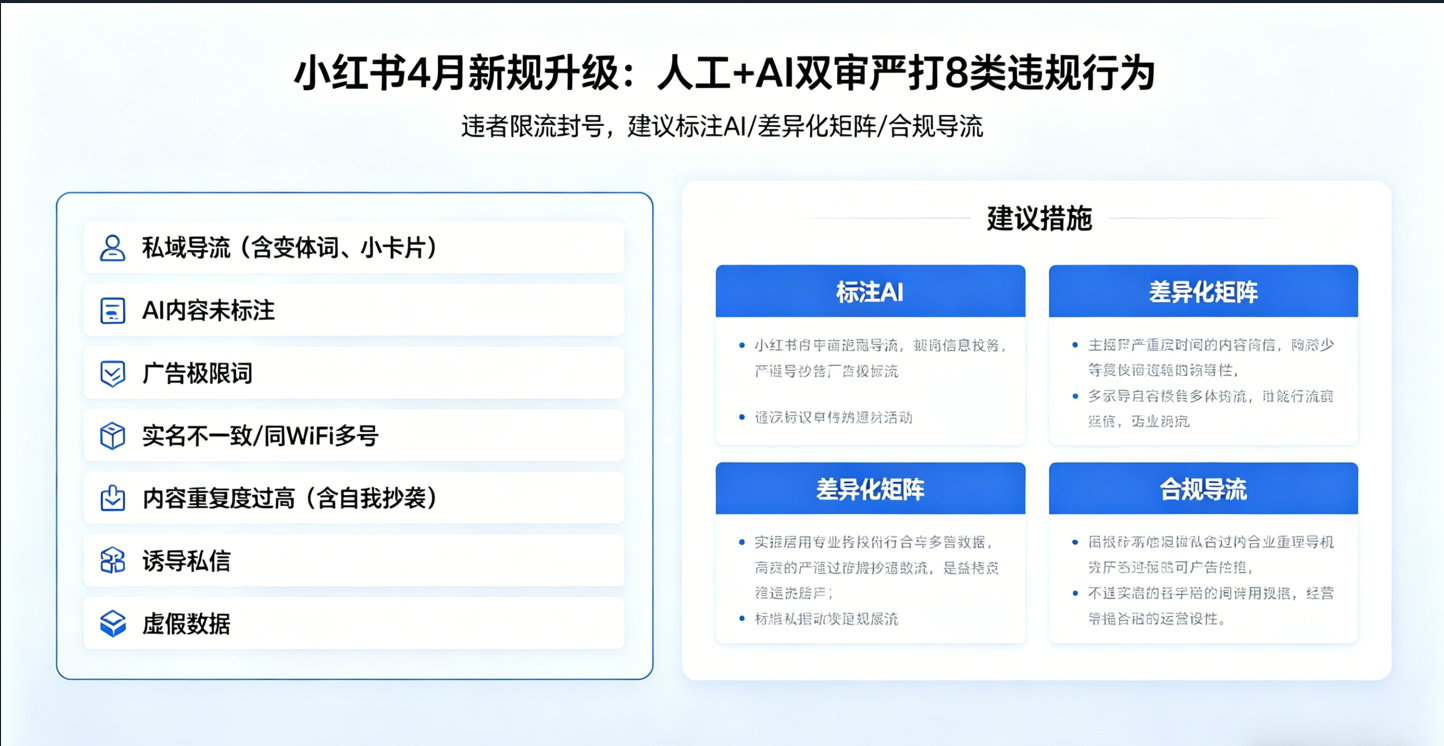 小红书2026年4月新规深度解读：这8条“红线”千万别碰，违者封号限流
